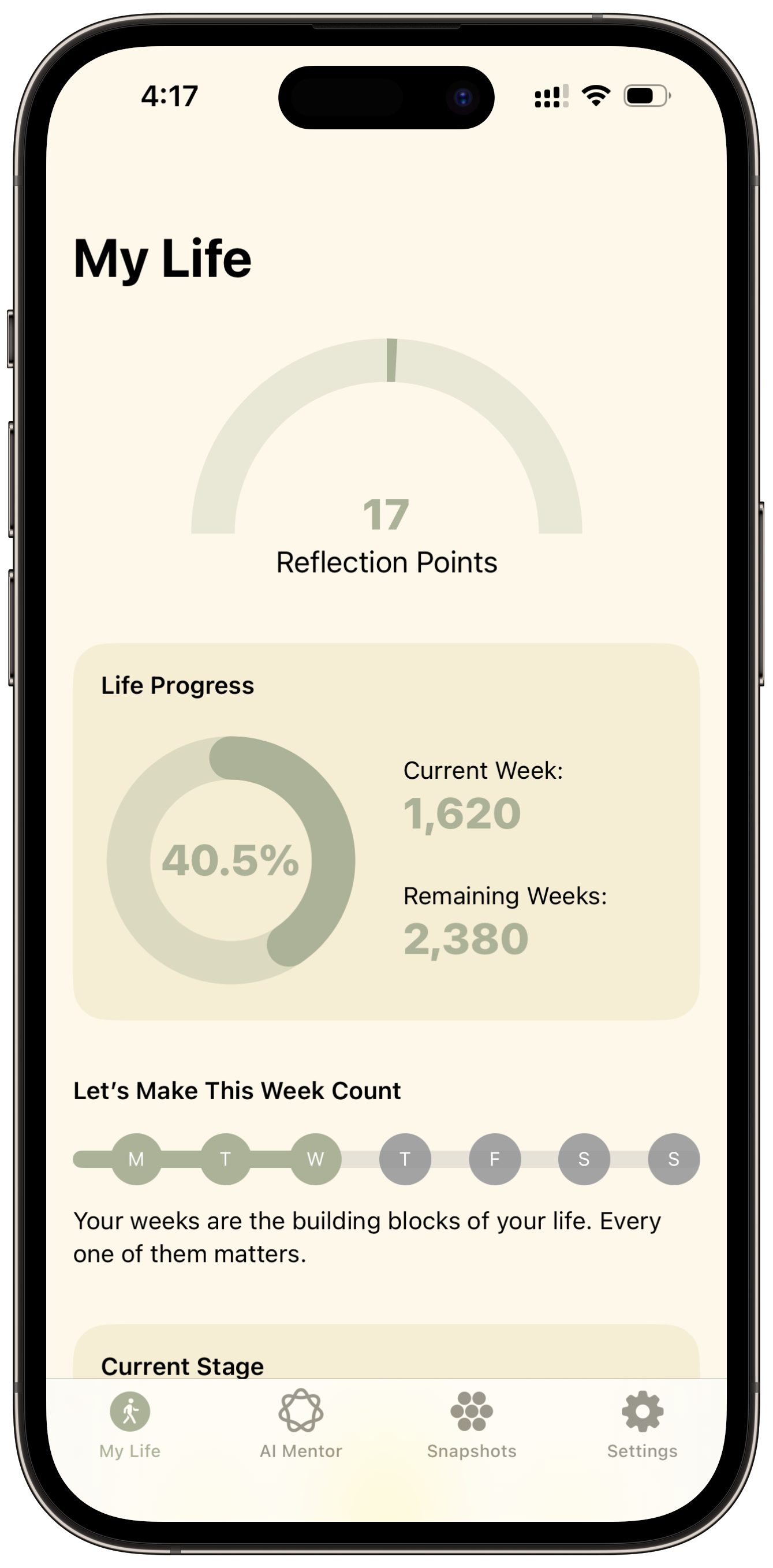 Week Matter home screen